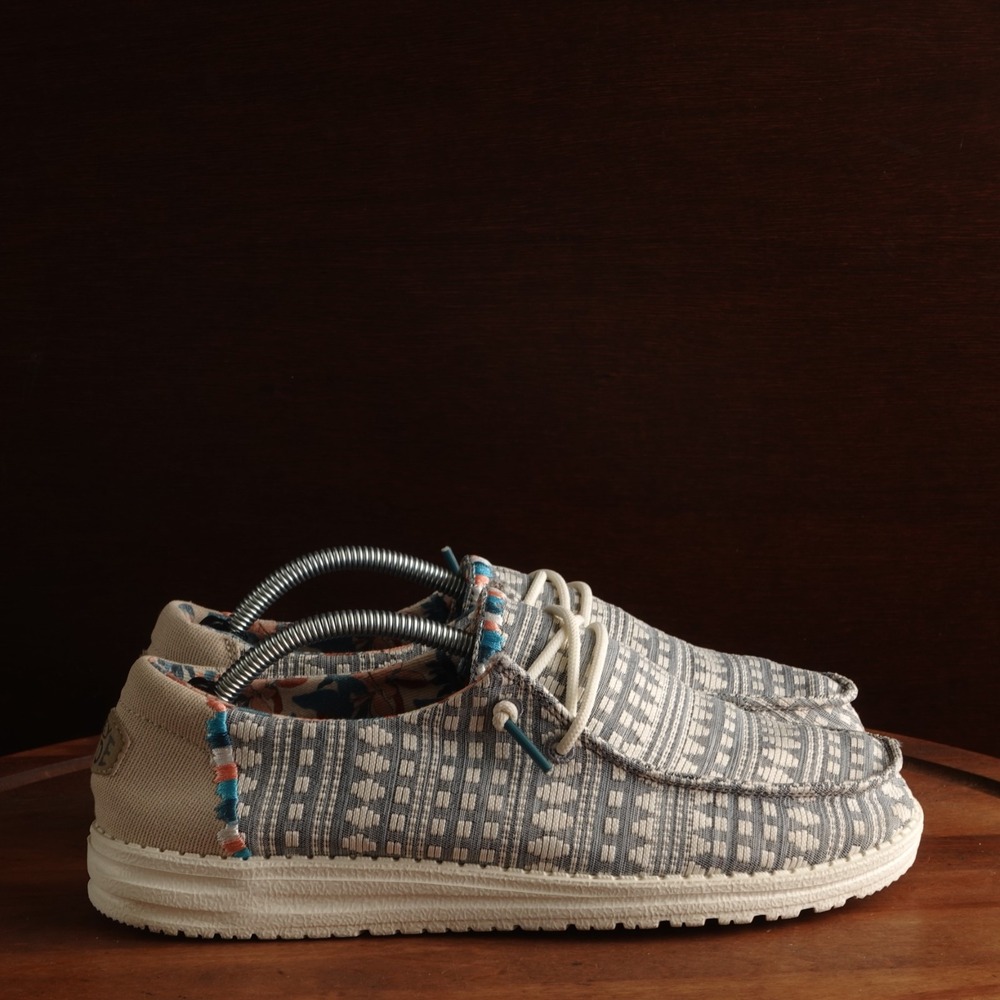 Hey Dude Loafers Womens SZ 8 Gray Wendy Boho Coastal Travel Southwestern Shoes